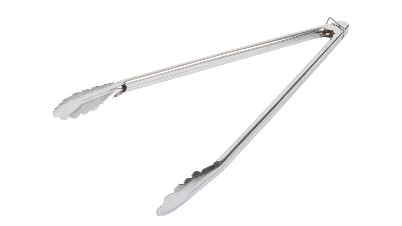 Commercial Stainless Steel Kitchen Tongs, Non-Slip Grip, Black, 16 Inch 